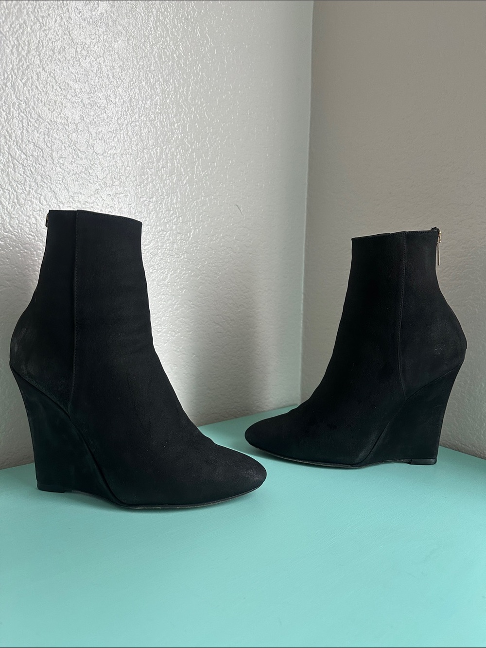 Jimmy Choo Blake Suede Leather Wedge Ankle Boots, size 37